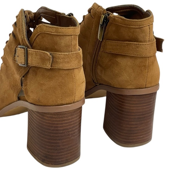 VINCE CAMUTO TORINDI SUEDE & LEATHER LACE UP PEEP TOE BOHEMIAN BOOTIES SZ 7 M - Picture 10 of 16